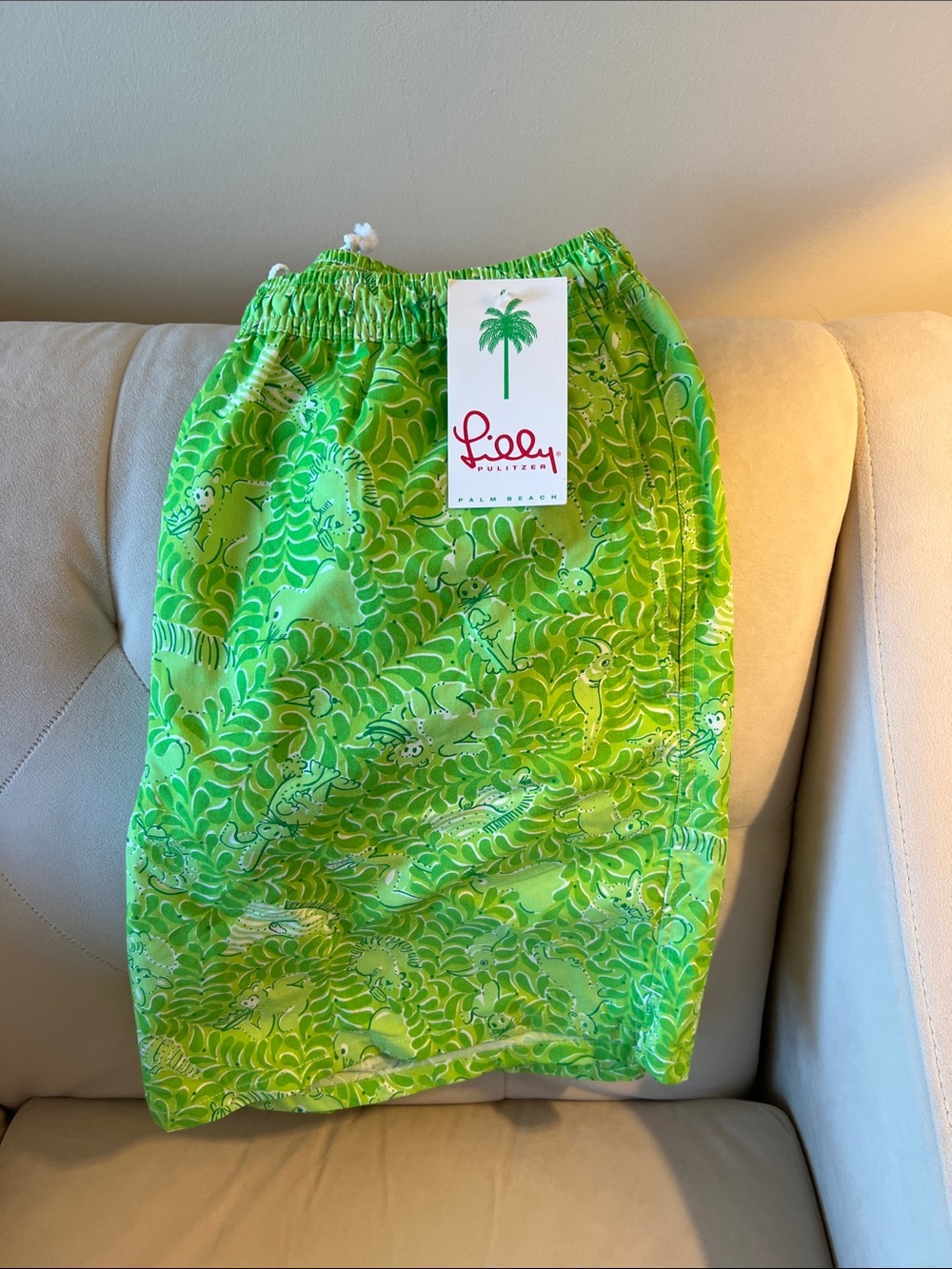 Lilly Pulitzer Neon Green Tropical Print Shorts